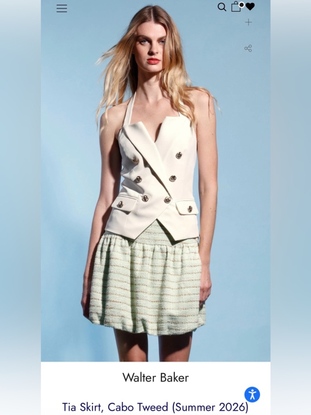 Walter Baker Tia Skirt in Cabo Tweed Bubble Hem Summer 2026 Size 4 NWT
